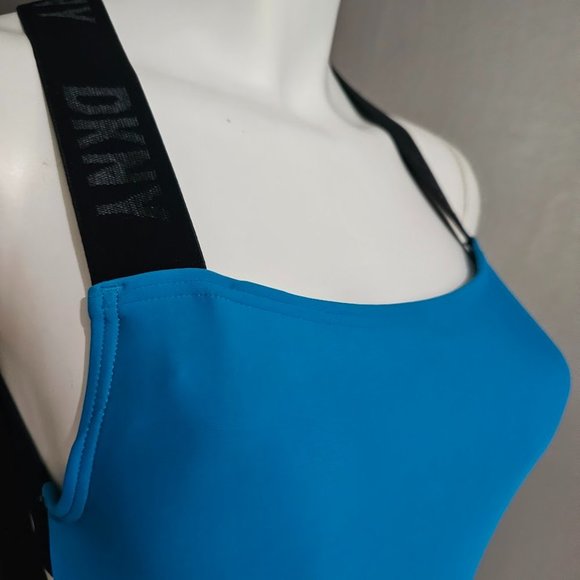 DKNY  Logo Cross-Back One-Piece Swimsuit Tropical Blue - Picture 3 of 10